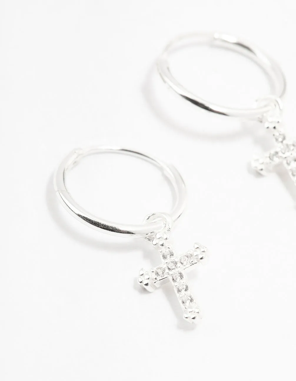 Sterling Silver Cubic Zirconia Cross Hoop Earrings sold by lovisa product image thumbnail 2