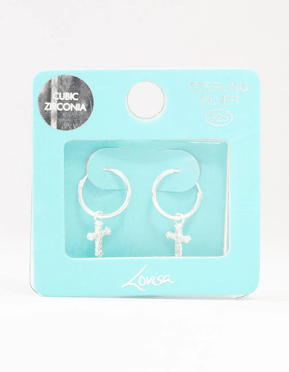 Sterling Silver Cubic Zirconia Cross Hoop Earrings sold by lovisa product image thumbnail 3