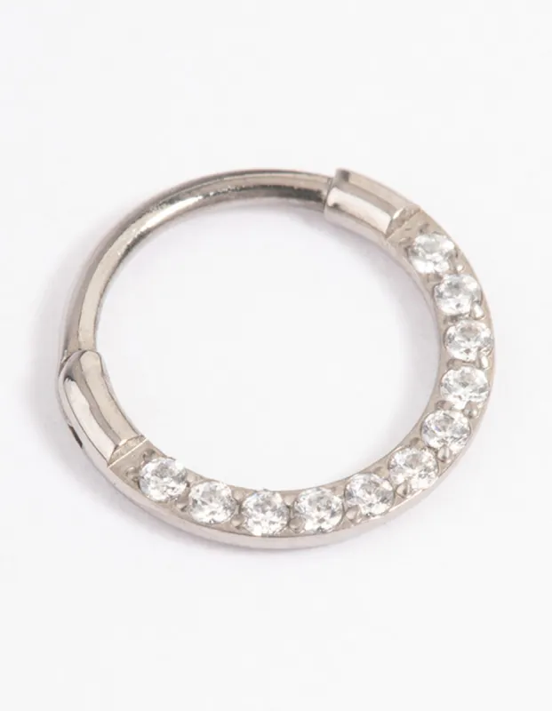 Titanium Cubic Zirconia Clicker Earring 7mm sold by lovisa