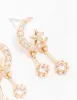 Gold Cubic Zirconia Moon & Star Drop Earrings sold by lovisa