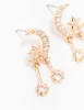 Gold Cubic Zirconia Moon & Star Drop Earrings sold by lovisa