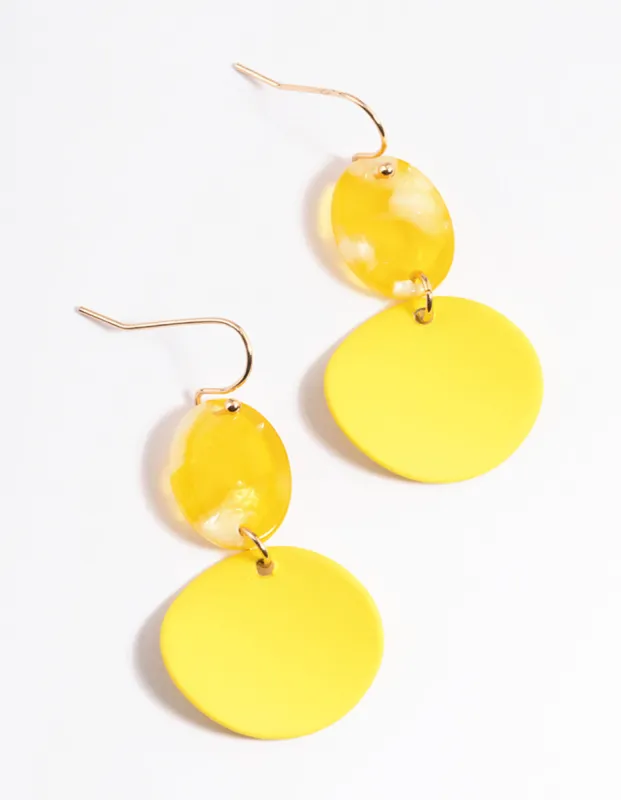 Yellow Wrapped Disc & Bead Drop Earrings sold by lovisa