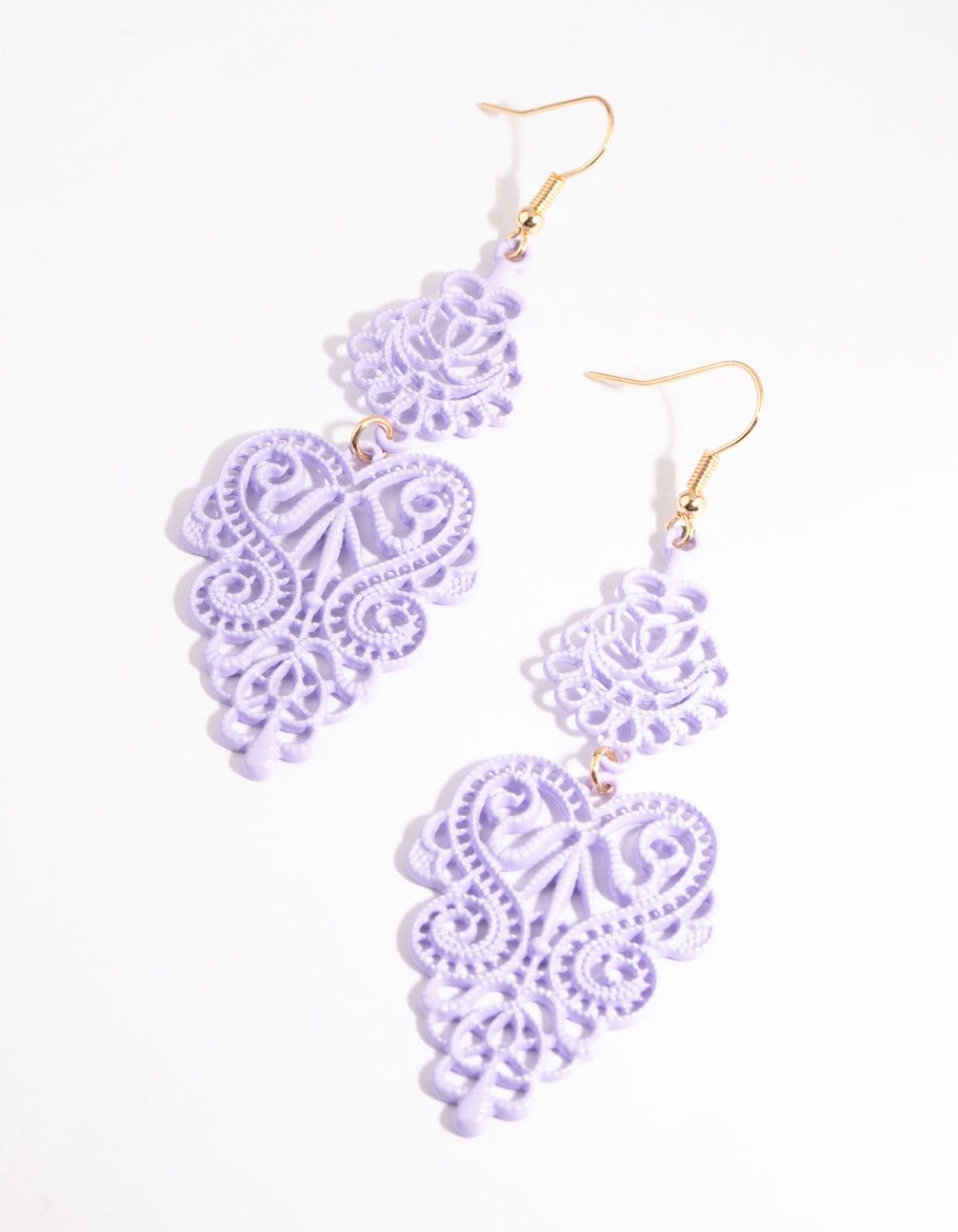 Lilac Filigree Drop Earrings sold by lovisa