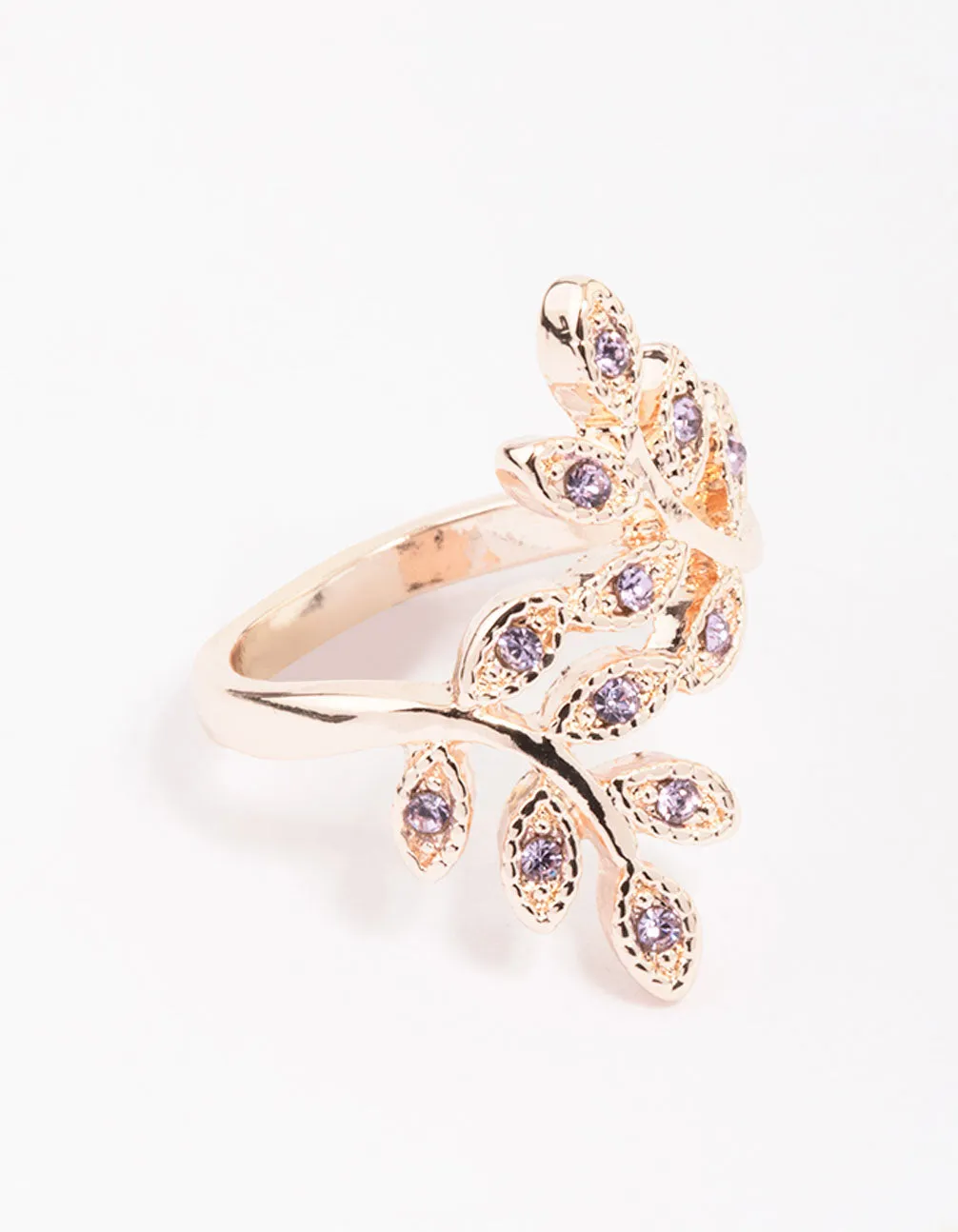 Rose Gold Floral Leaf Wrap Ring sold by lovisa