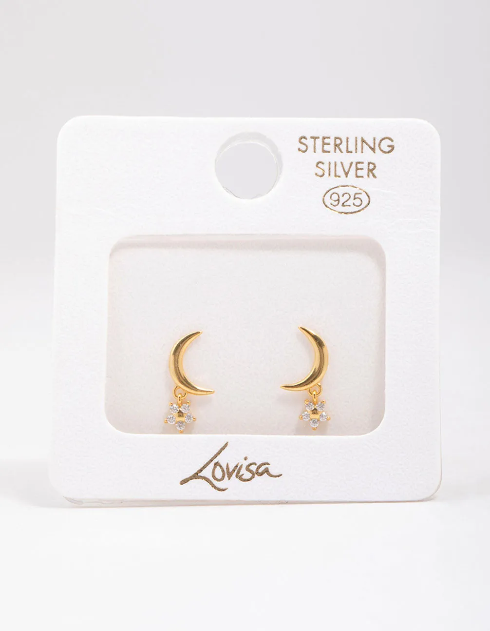 Gold Plated Sterling Silver Moon & Star Stud Earrings sold by lovisa product image thumbnail 3