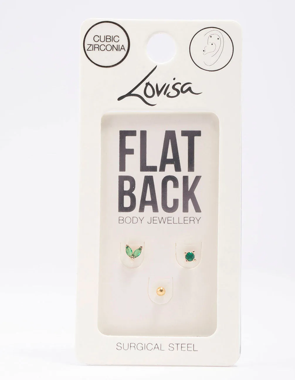 Gold Plated Surgical Steel Emerald Marquise Leaf Flat Back 3-Pack sold by lovisa product image thumbnail 5