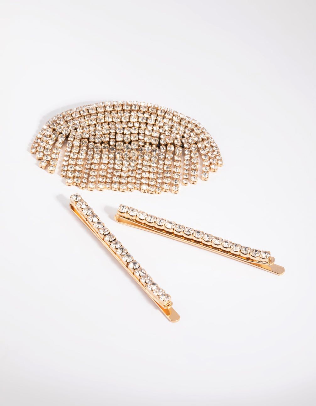 Gold Mixed Diamante Clip Pack sold by lovisa