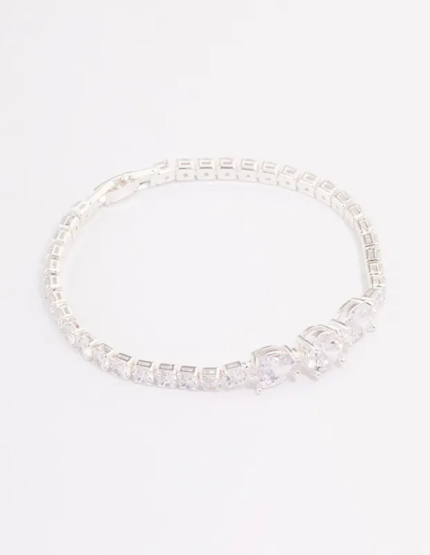 Silver Multi Cubic Zirconia Stone Tennis Bracelet sold by lovisa