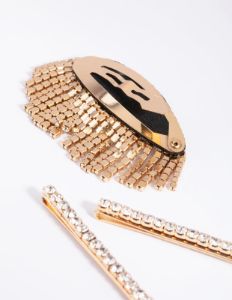 Gold Mixed Diamante Clip Pack sold by lovisa