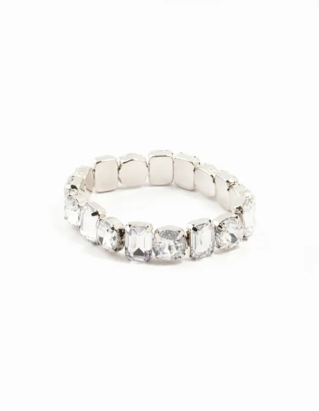 Silver Diamante Cluster Stretch Bracelet sold by lovisa
