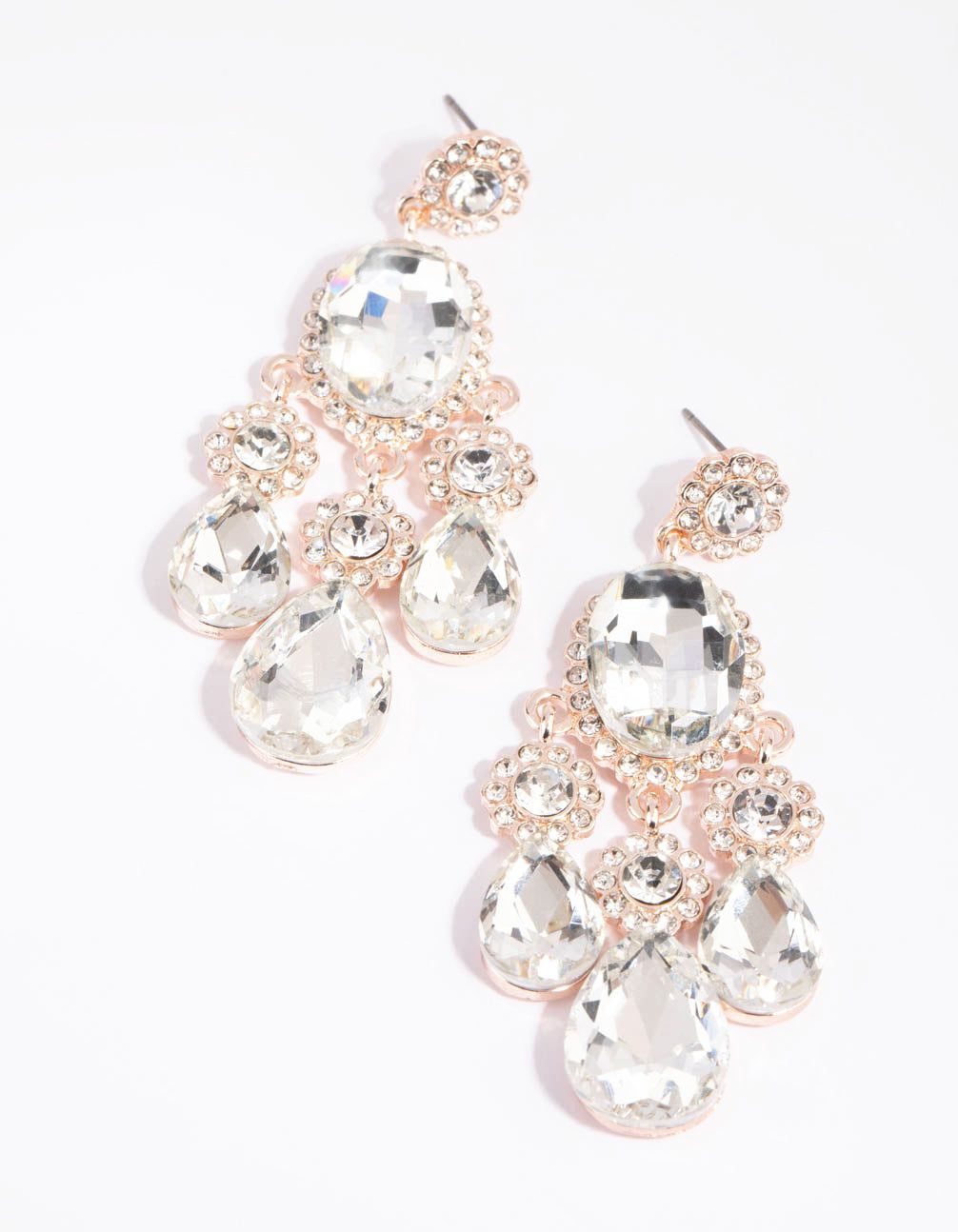 Rose Gold Diamante Teardrop Earrings sold by lovisa