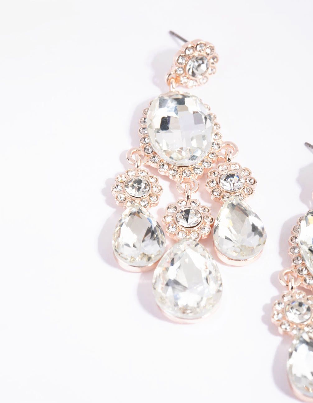 Rose Gold Diamante Teardrop Earrings sold by lovisa product image thumbnail 2