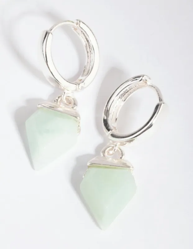 Silver Amazonite Huggie Earrings sold by lovisa