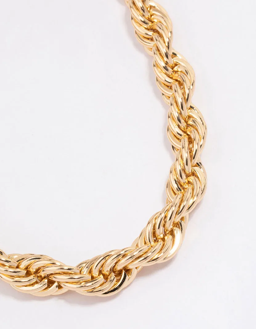 Gold Spiral Thick Chain Necklace sold by lovisa