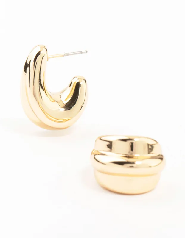 Triple Webbed Gold Hoop Earrings sold by lovisa