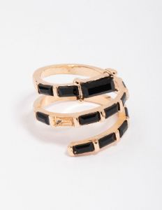 Gold & Black Baguette Wrapped Twisted Ring sold by lovisa