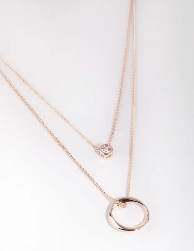 Rose Gold Diamante Layered Necklace sold by lovisa