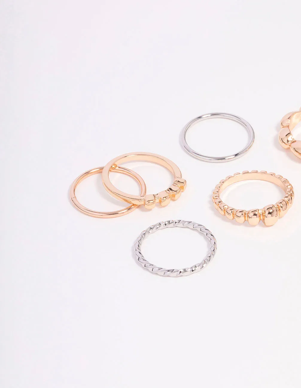 Gold & Silver Textured Dainty Ring 9-Pack sold by lovisa product image thumbnail 2