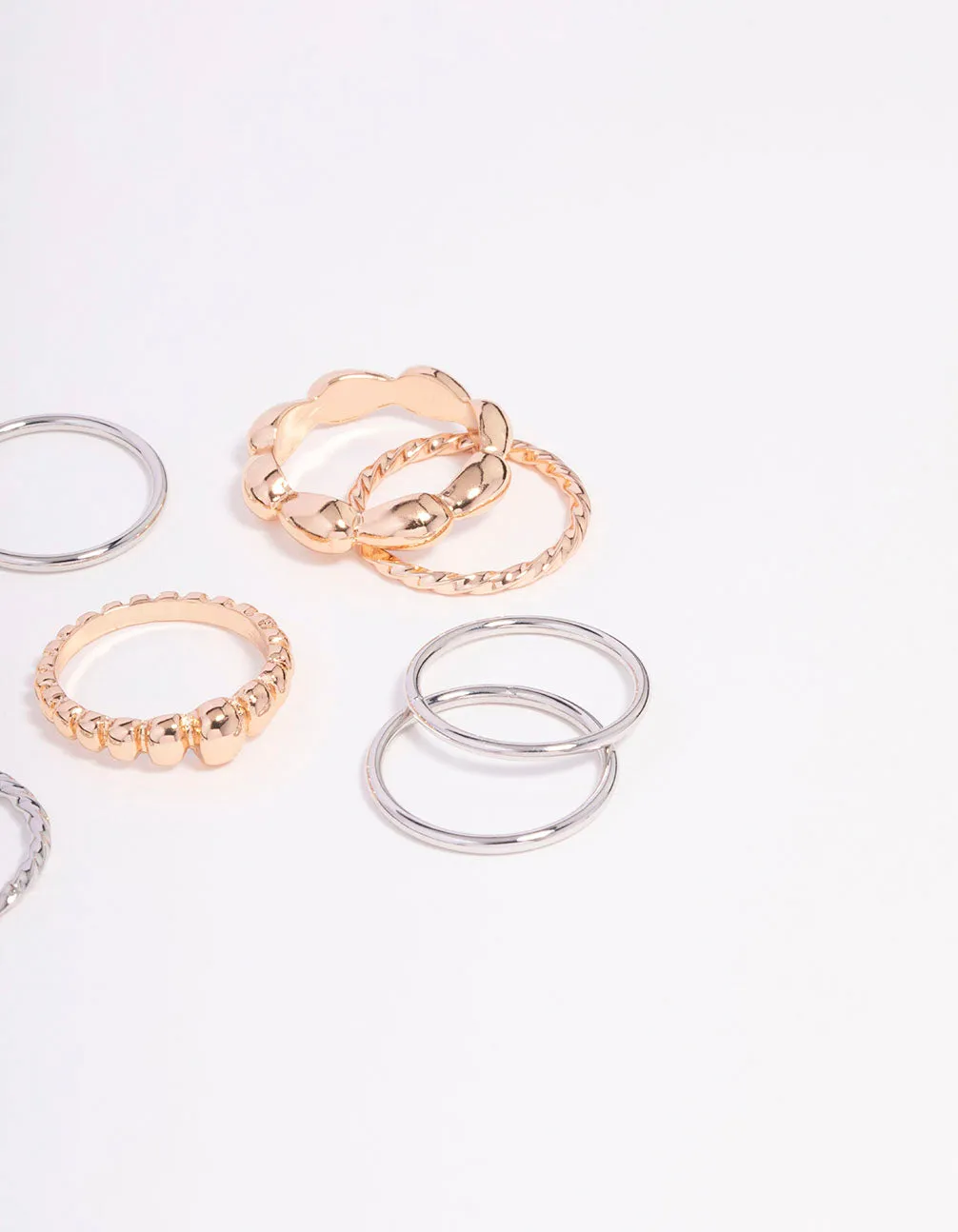 Gold & Silver Textured Dainty Ring 9-Pack sold by lovisa product image thumbnail 3