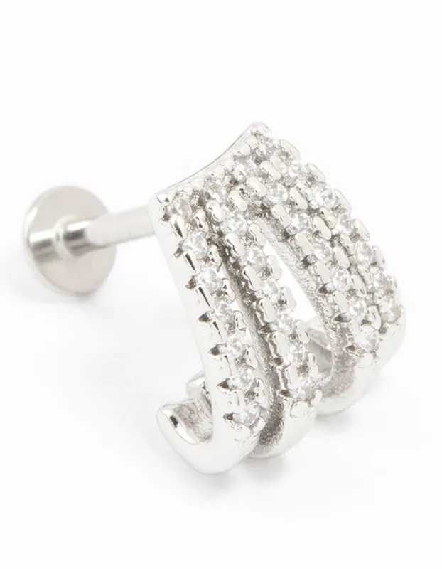 Surgical Steel Cubic Zirconia Mini Hoop Flat Back sold by lovisa