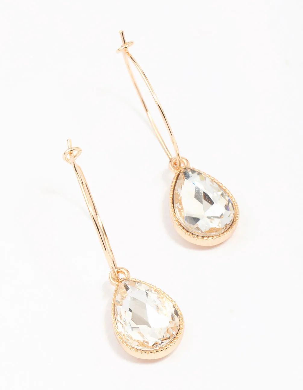 Gold Pear Halo Drop Earrings sold by lovisa
