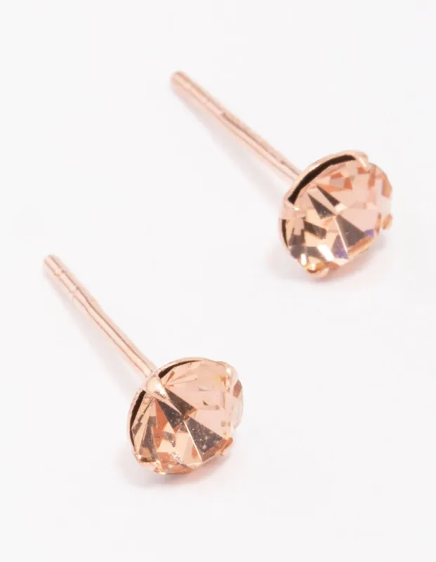 Rose Gold Plated Sterling Silver Czech Crystal Small Stud Earrings sold by lovisa