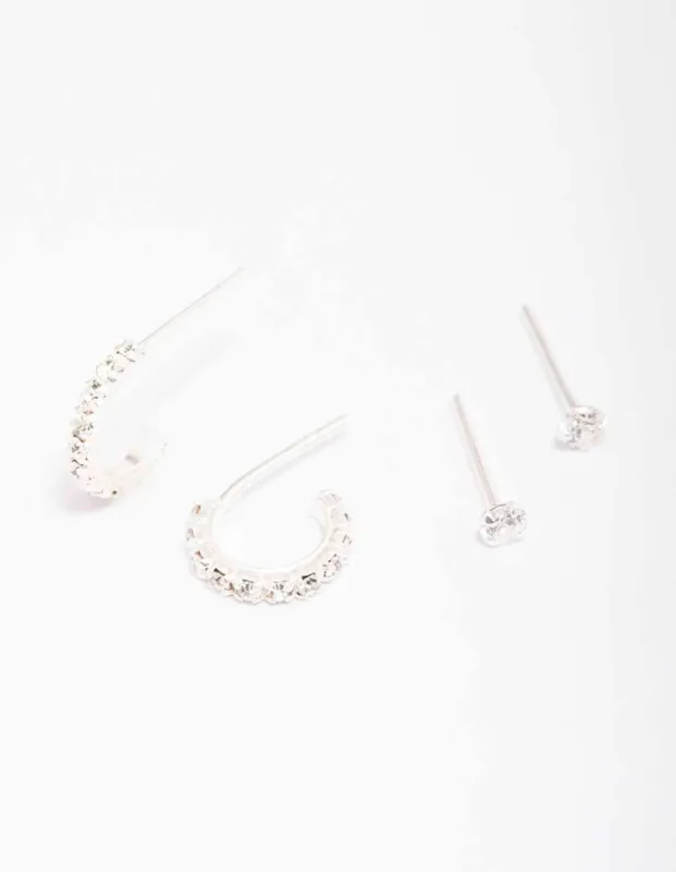 Sterling Silver Cubic Zirconia Stud & Hoop Earring Pack sold by lovisa