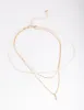 Gold Pearly Mix Chain 3 Row Necklace sold by lovisa