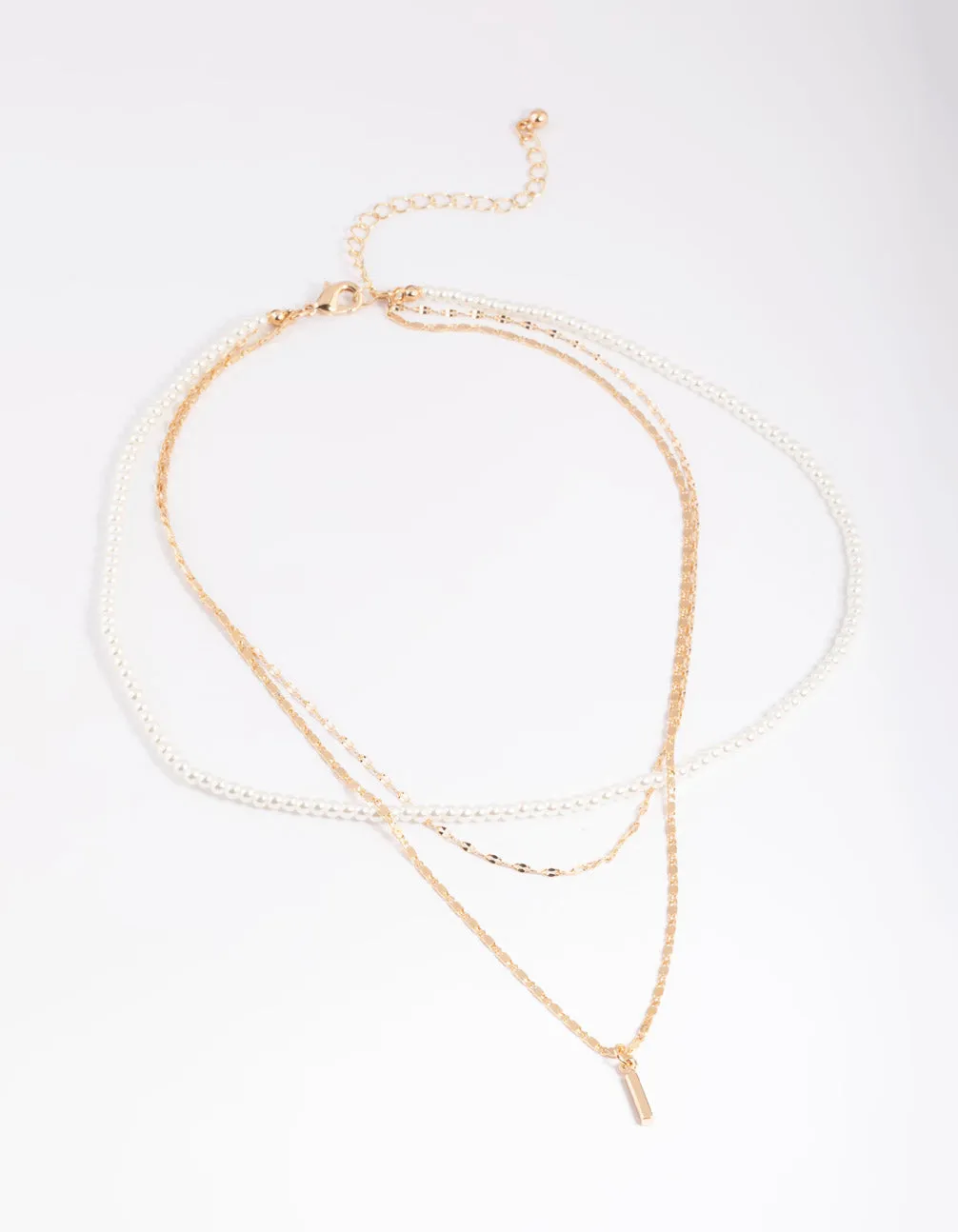 Gold Pearly Mix Chain 3 Row Necklace sold by lovisa product image thumbnail 2