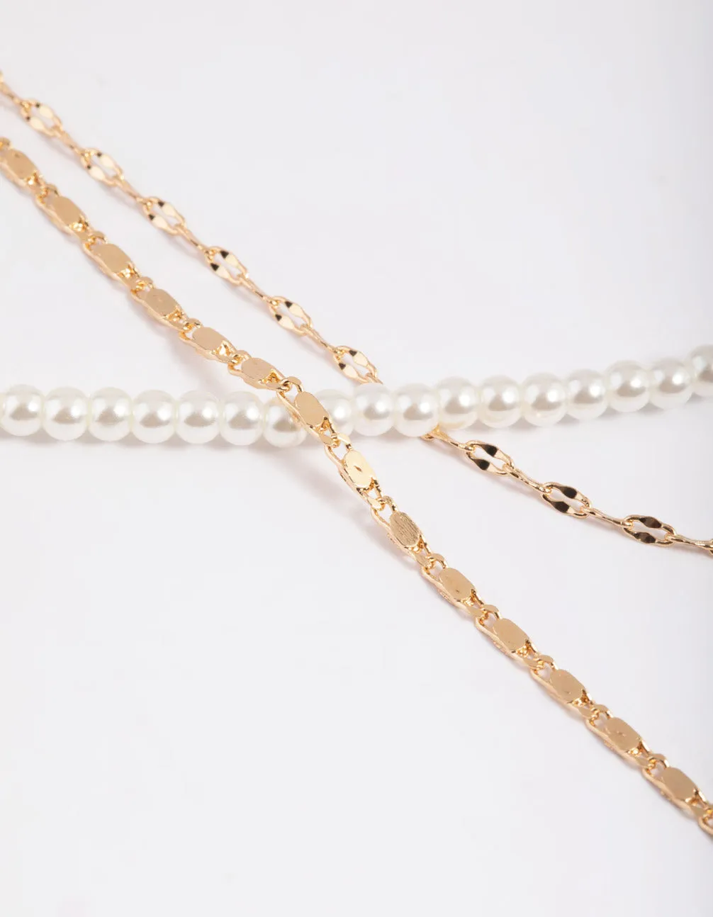 Gold Pearly Mix Chain 3 Row Necklace sold by lovisa product image thumbnail 3