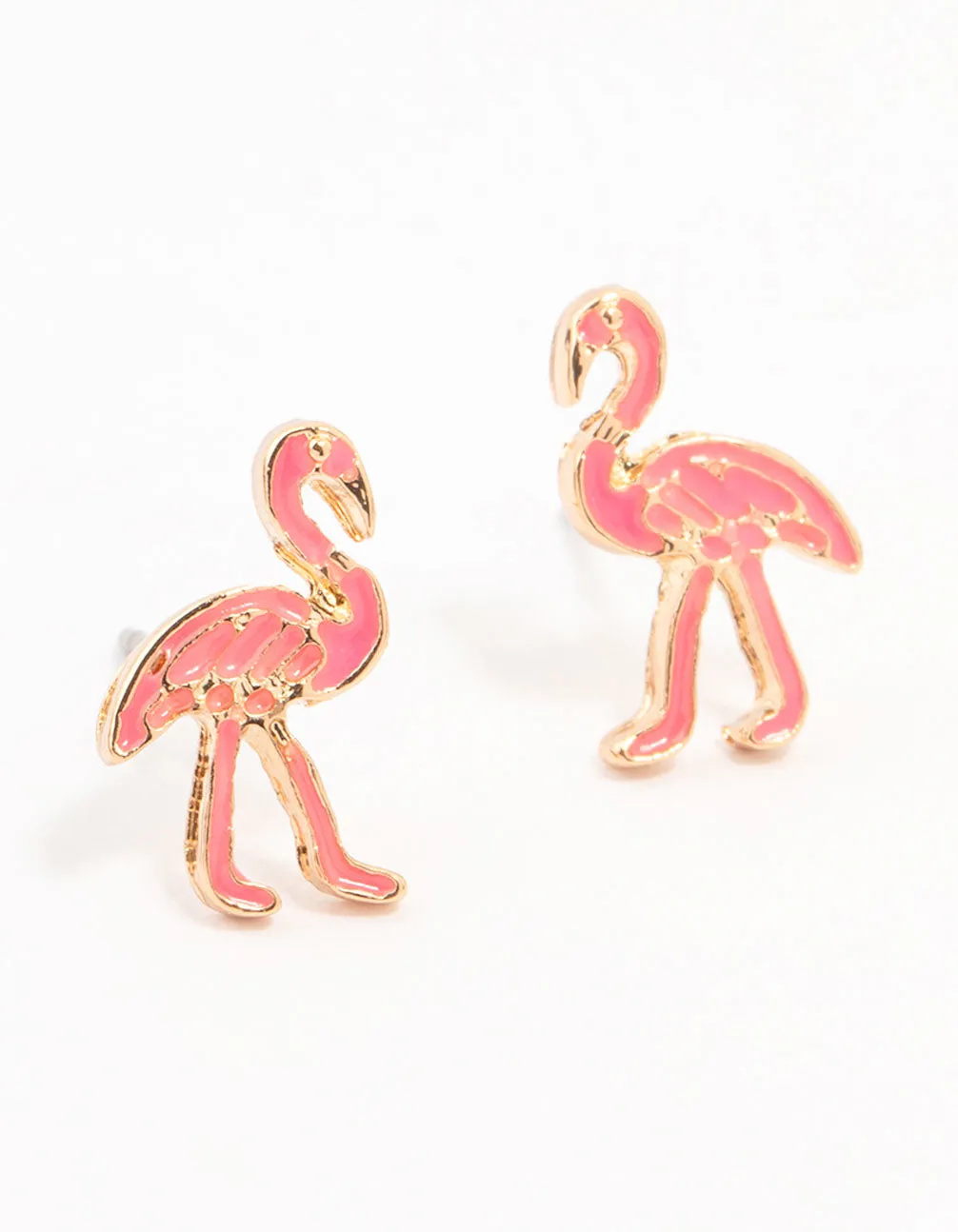 Gold Pink Epoxy Flamingo Stud Earrings sold by lovisa