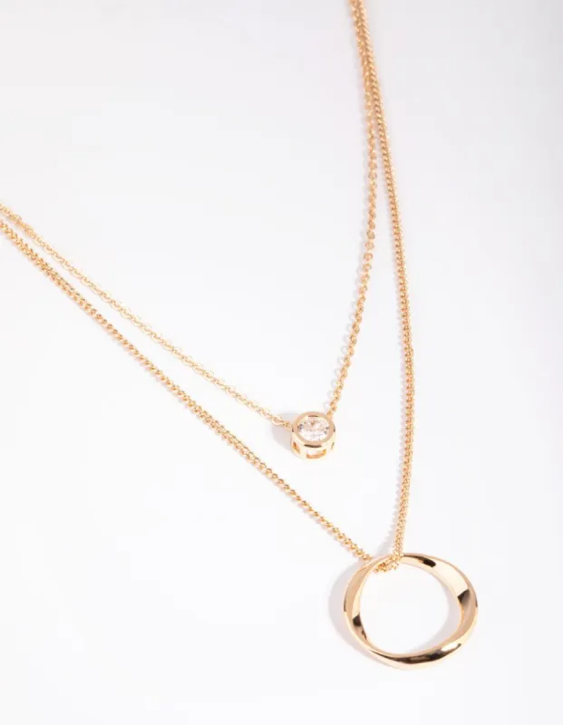 Gold Diamante Layered Necklace sold by lovisa
