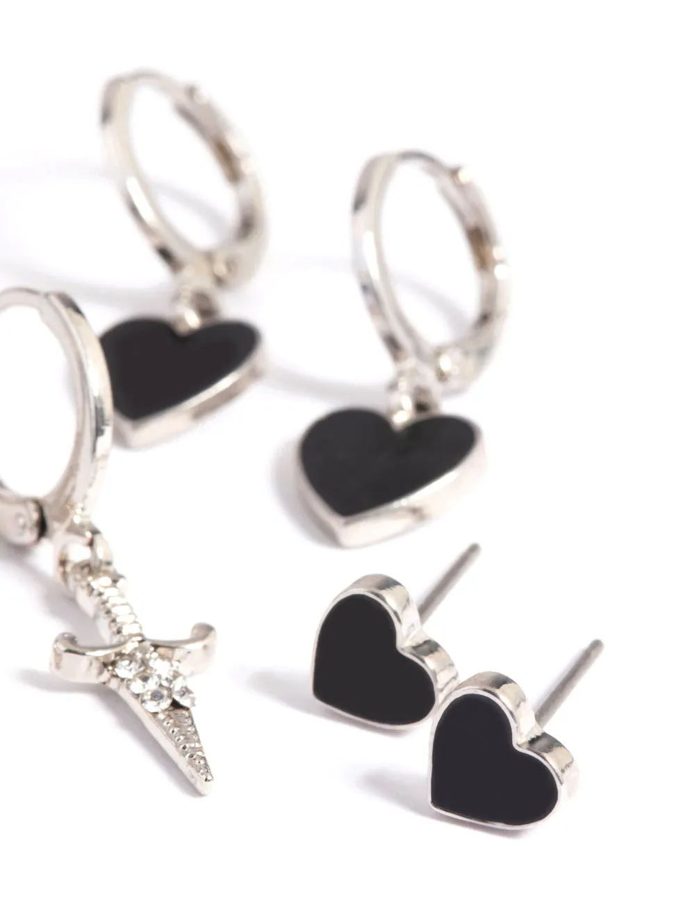 Rhodium Heart Flame Earring Stack Pack sold by lovisa product image thumbnail 3