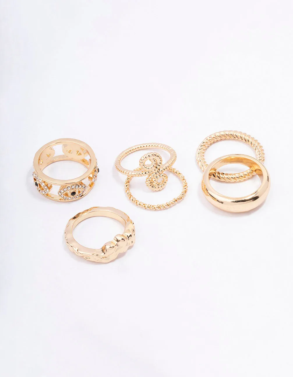 Gold Mixed Textured Ring 6-Pack sold by lovisa