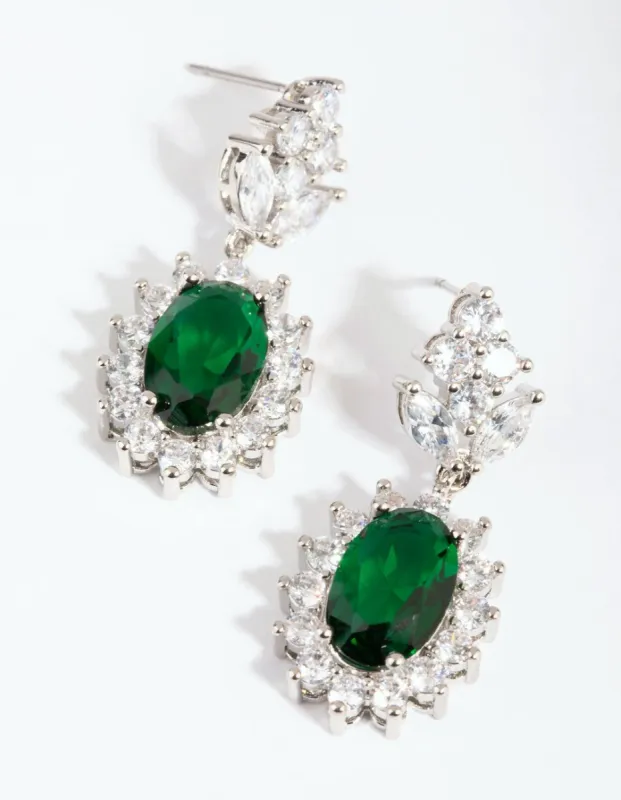 Emerald Diamond Simulant Oval Drop Earrings sold by lovisa