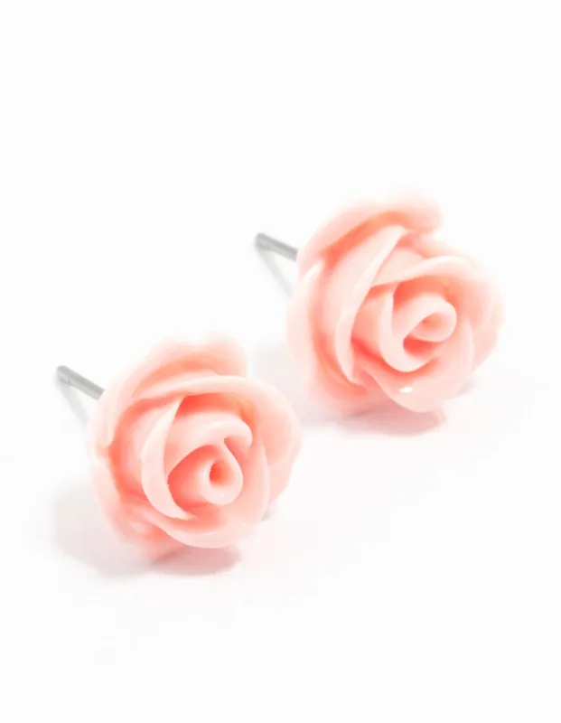 Pink Coated Rose Stud Earrings sold by lovisa