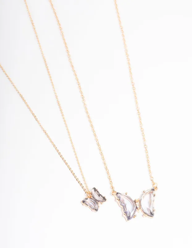 Gold Statement Diamante Butterfly Necklace sold by lovisa