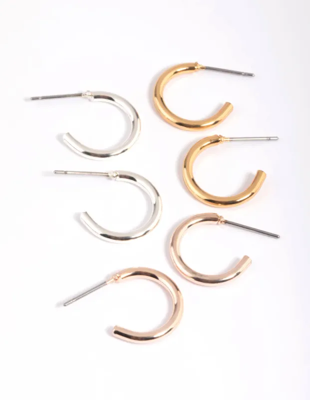 Mixed Metal Simple Huggie Hoop Earrings sold by lovisa