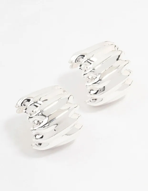 Silver Plated Textured Hoop Earrings sold by lovisa