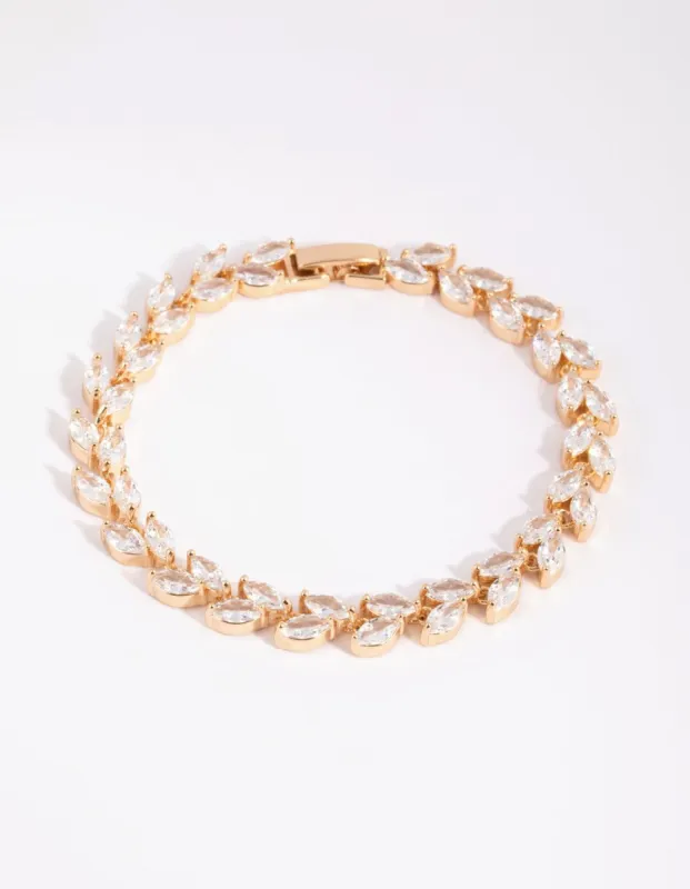 Gold Diamond Simulant Petal Tennis Bracelet sold by lovisa