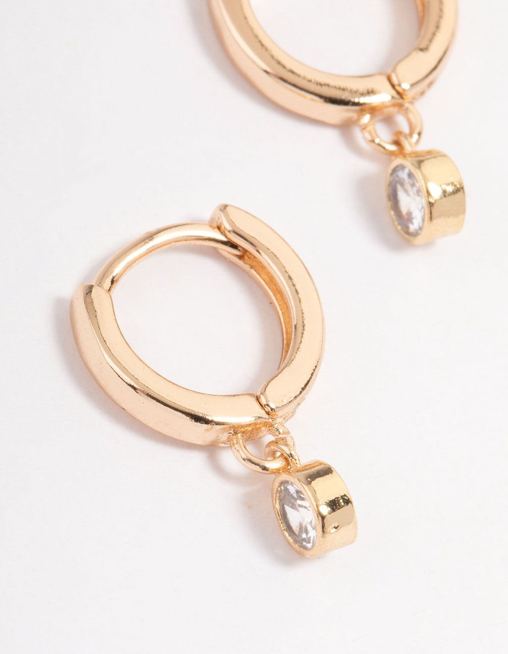 Gold Small Diamante Drop Huggie Earrings sold by lovisa product image thumbnail 2