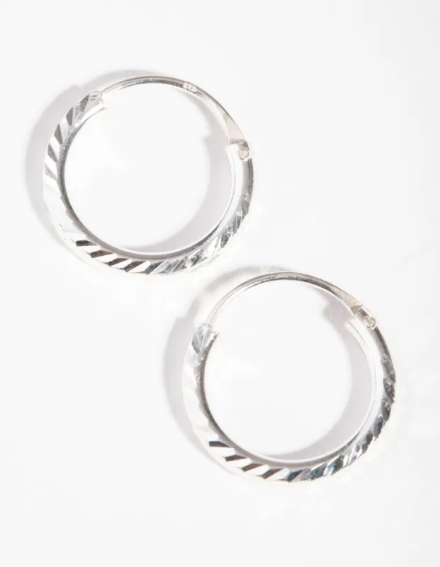 14mm Diamond Cut Hoop Earrings sold by lovisa