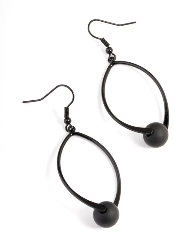 Black Long Twist Ball Drop Earrings sold by lovisa