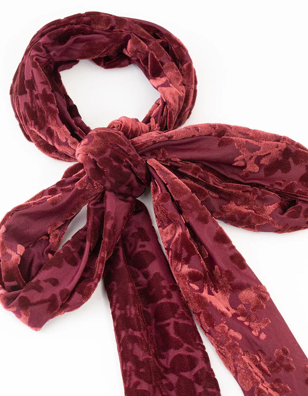 Burgundy Devore Velvet Fabric Fringe Scarf sold by lovisa product image thumbnail 2