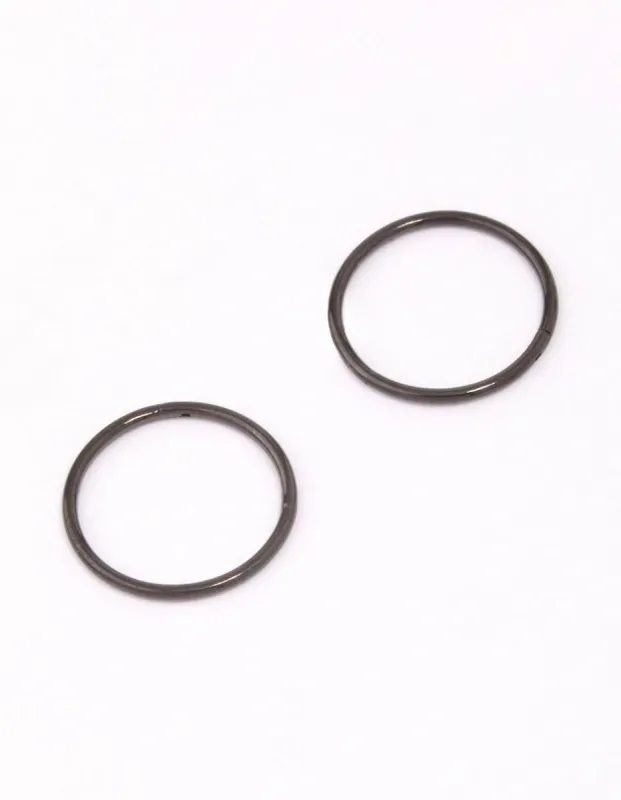 Black Coated Titanium Fine Sleeper Earrings 10mm sold by lovisa
