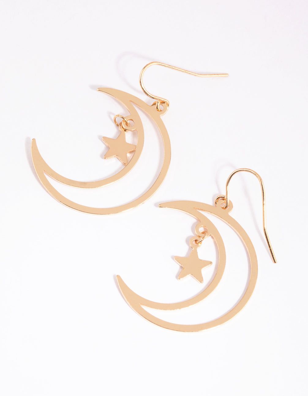 Gold Moon & Star Drop Earrings sold by lovisa