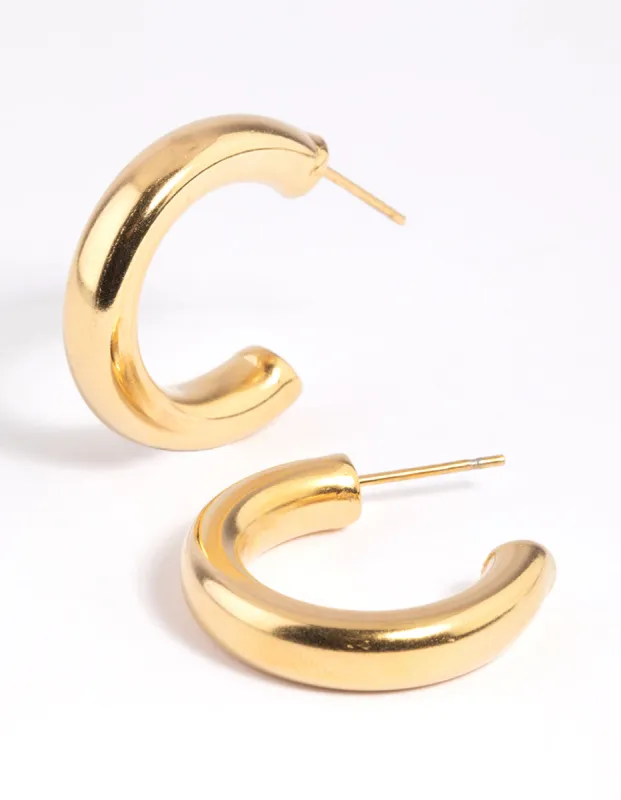 Waterproof Gold Plated Stainless Steel Medium Chunky Hoop Earrings sold by lovisa