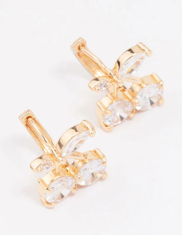 Gold Diamante Cherry Huggie Hoop Earrings made by lovisa