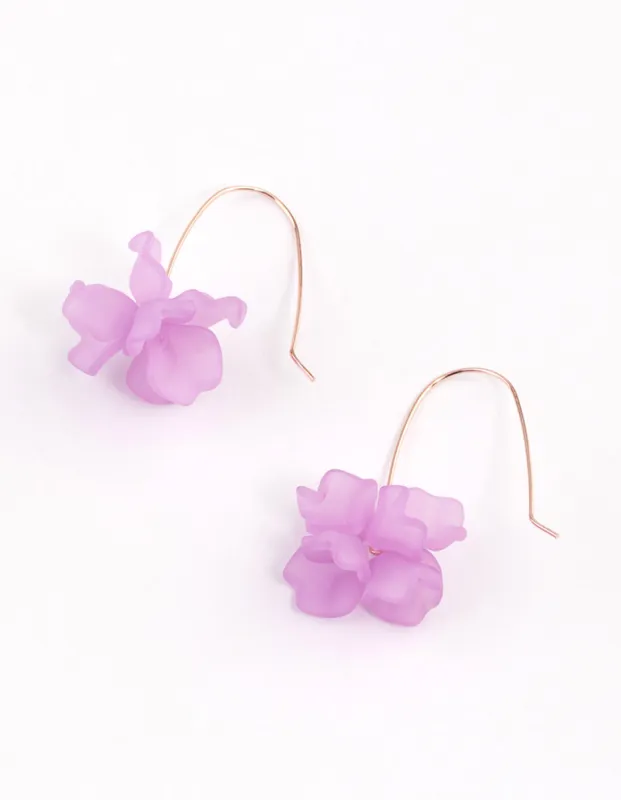 Rose Gold Mini Frosted Flower Drop Earrings sold by lovisa