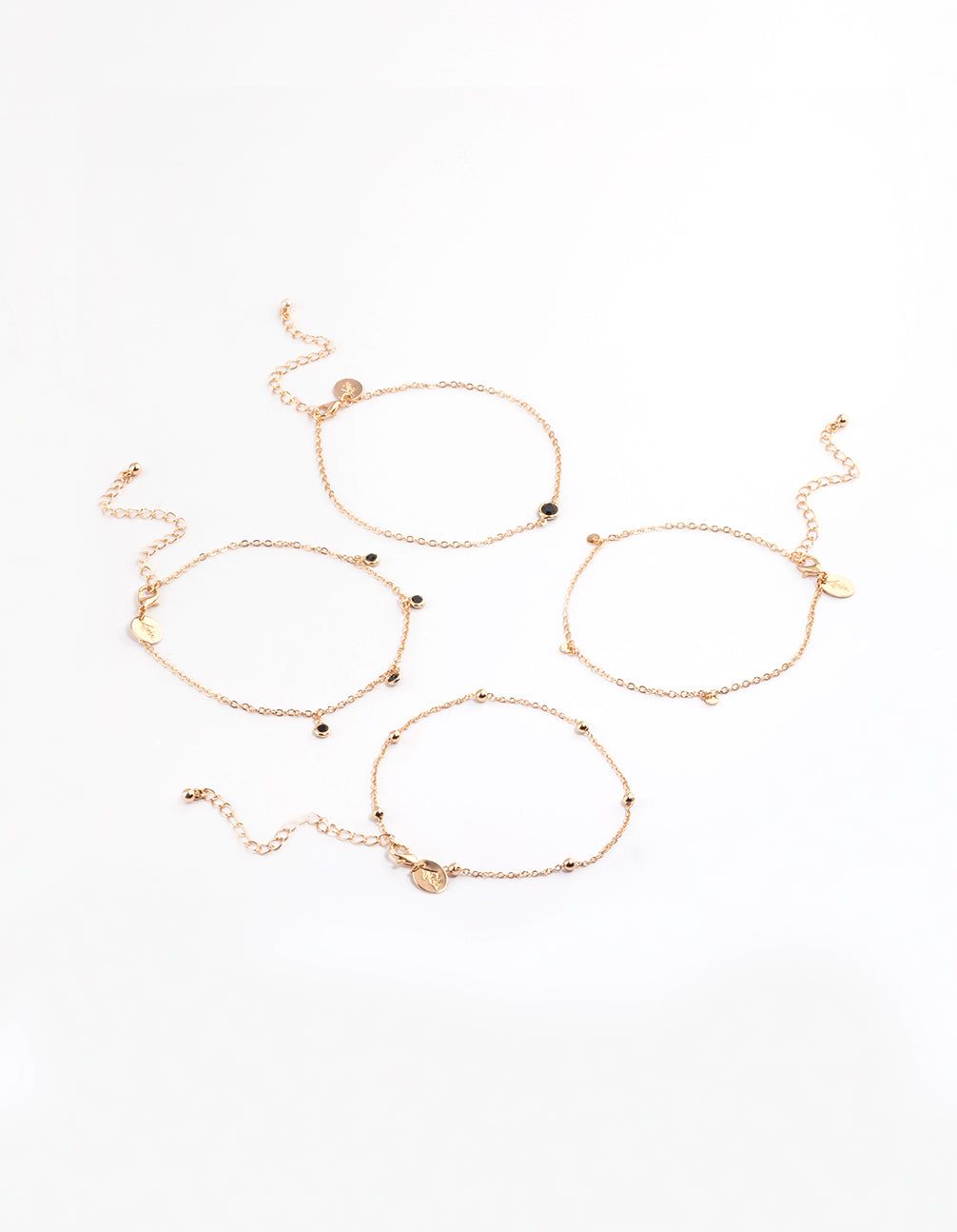 Gold Four Layer Black Stone Anklet sold by lovisa